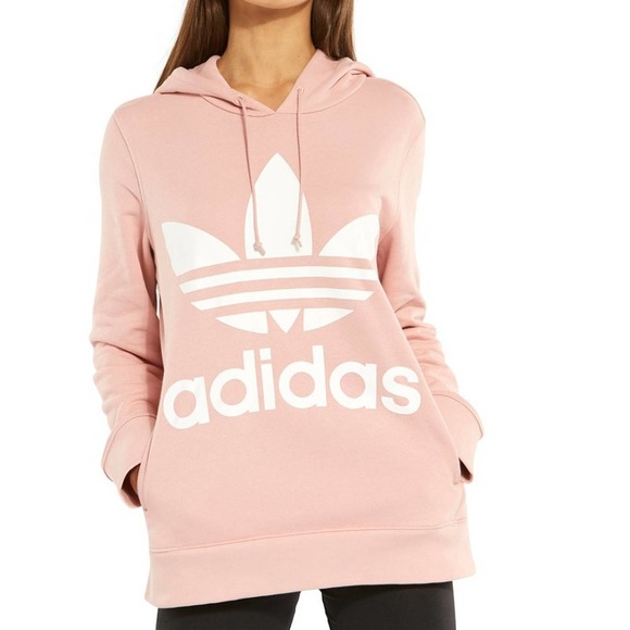 ADIDAS Trefoil Oversized Logo Hoodie Dust Pink TT3 - Picture 3 of 8